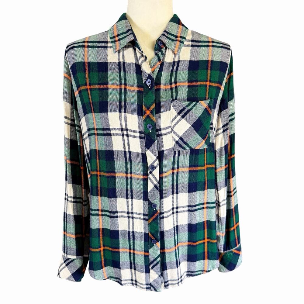 Rails Womens Shirt Button Down Plaid Hunter Forest Navy Stone M Outdoors Granola
